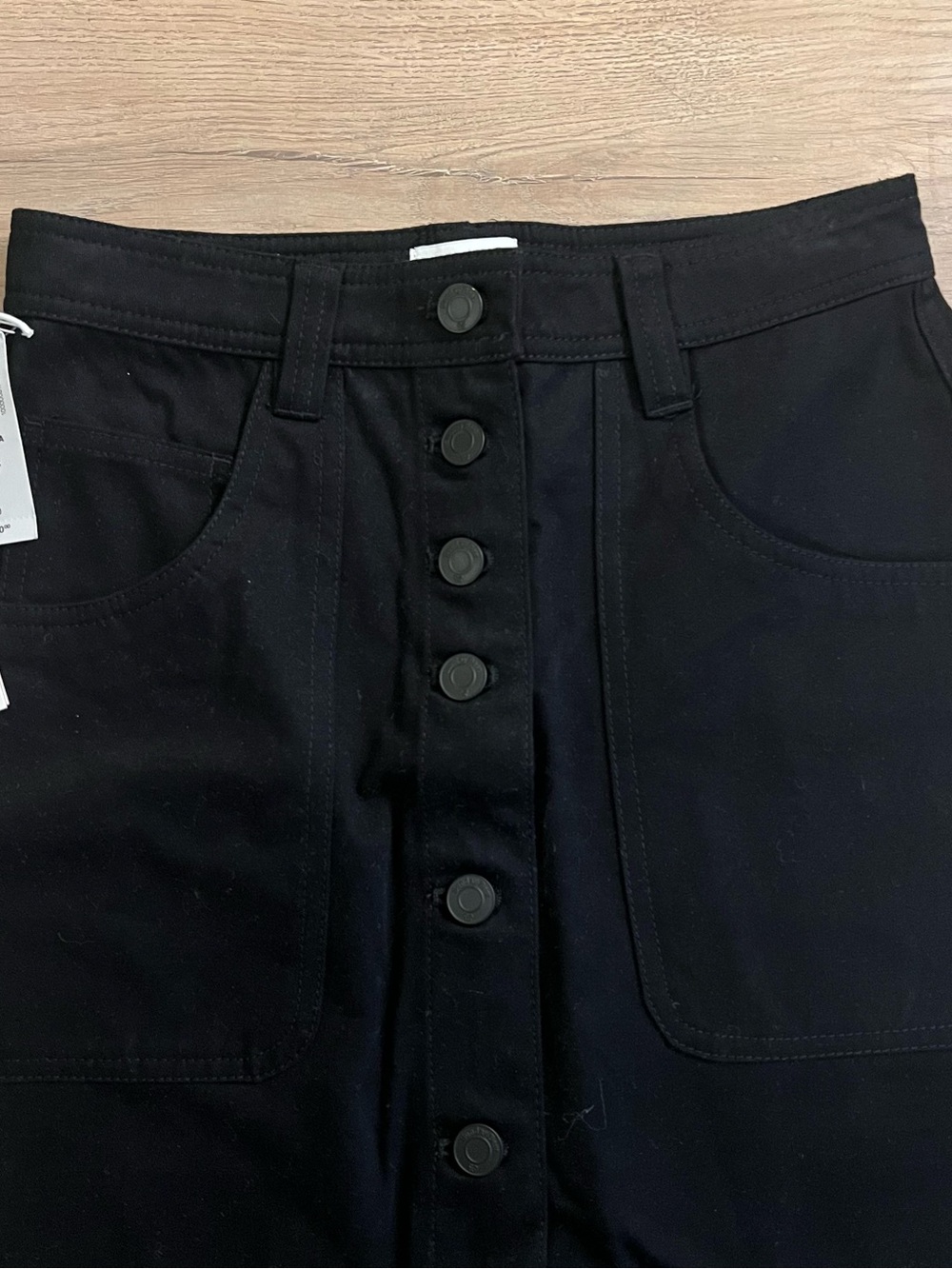 Sunday Best Cynthia Black Button-Front Midi Skirt with Patch Pockets - Picture 3 of 7